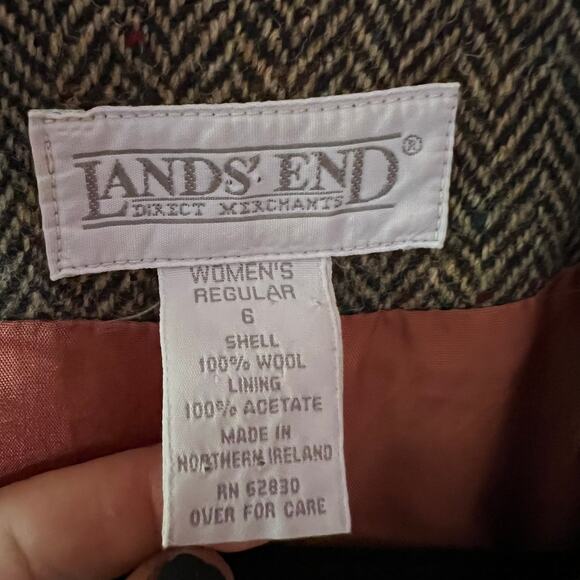 Vintage Lands End Irish Wool Tweed Blazer Brown/Tan SZ6 - Picture 4 of 8